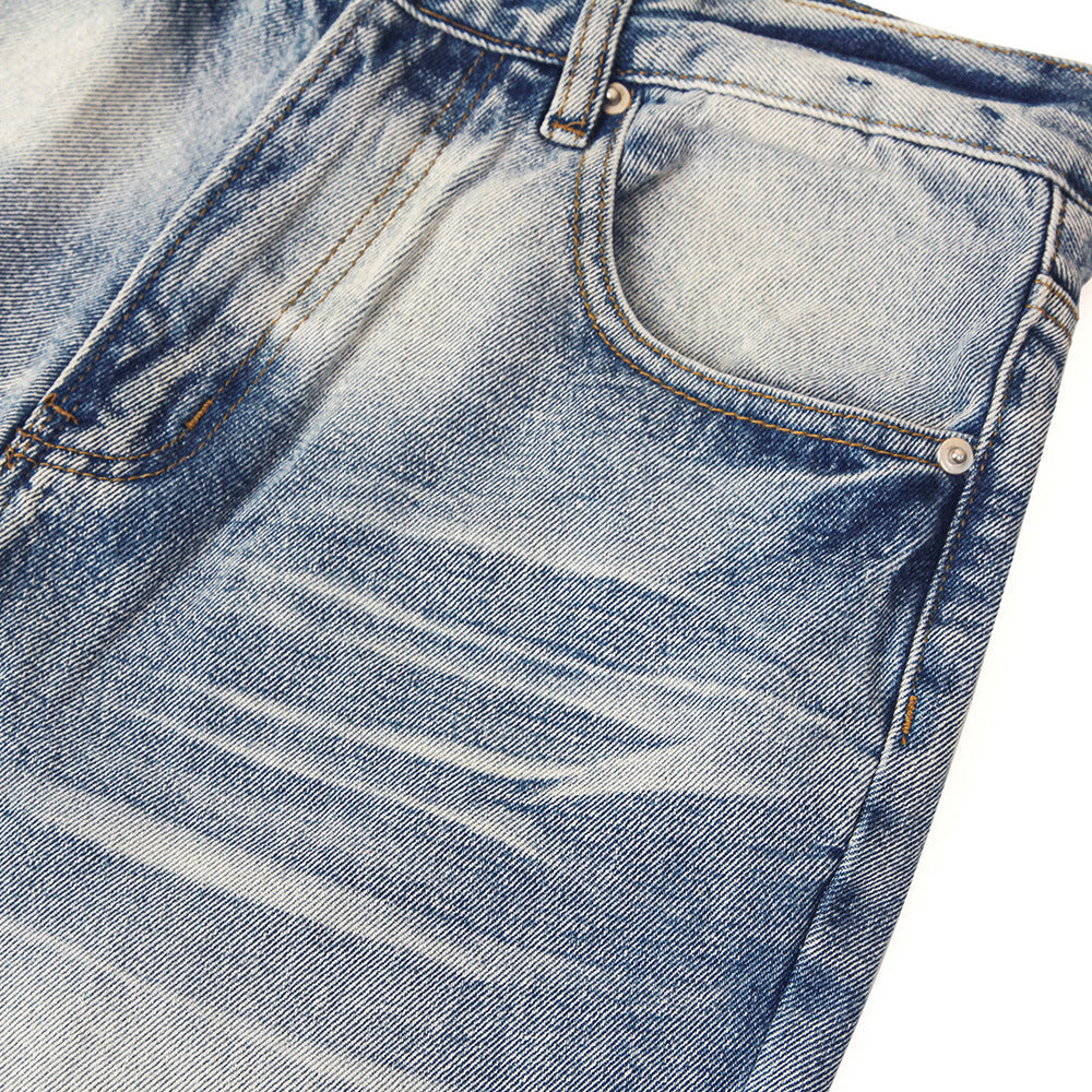 Rulers Fashion Retro Washed Worn Jeans Men
