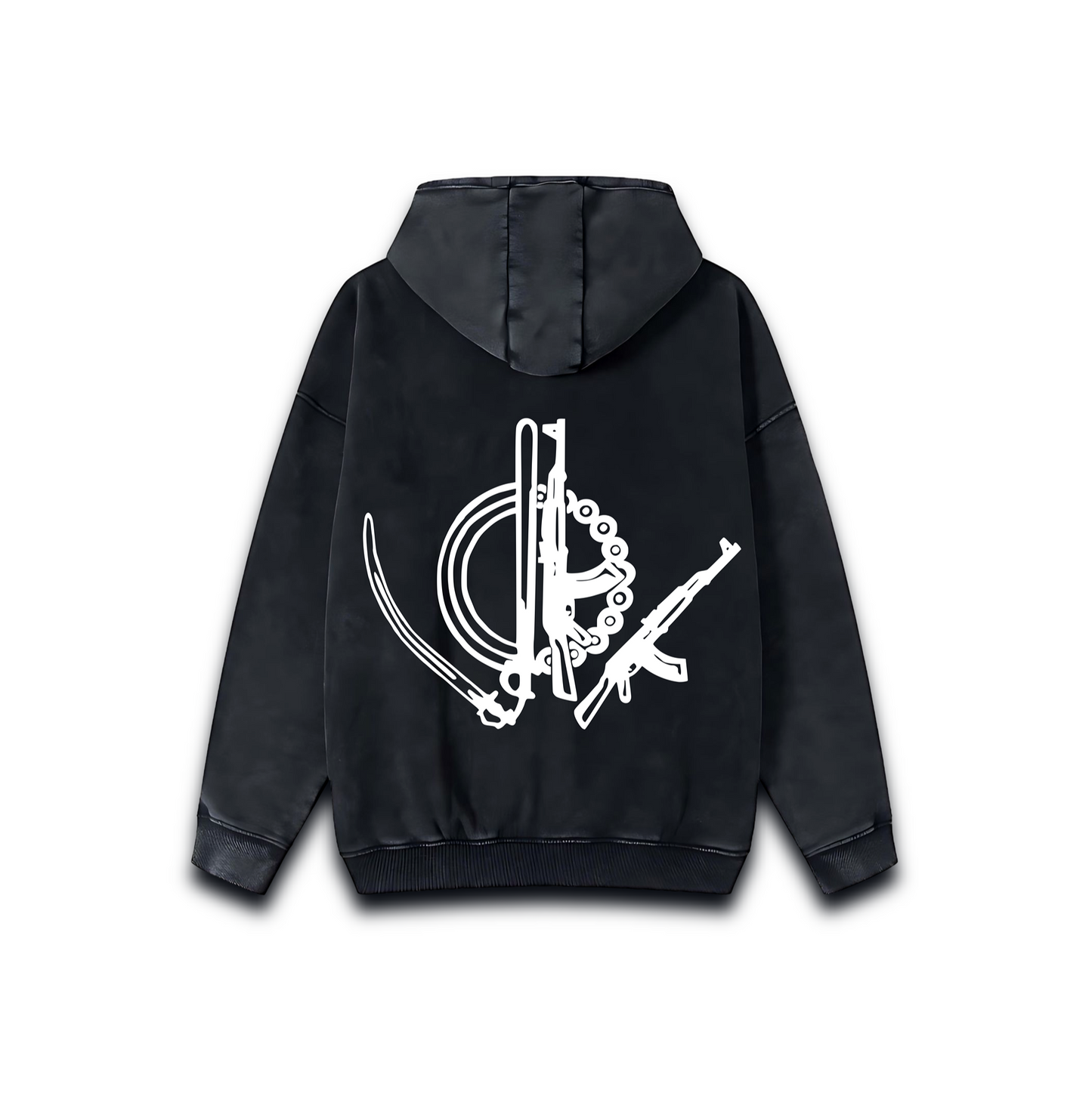 1984 X Khalsa Black Snow Washed Zip-Through Hoodie