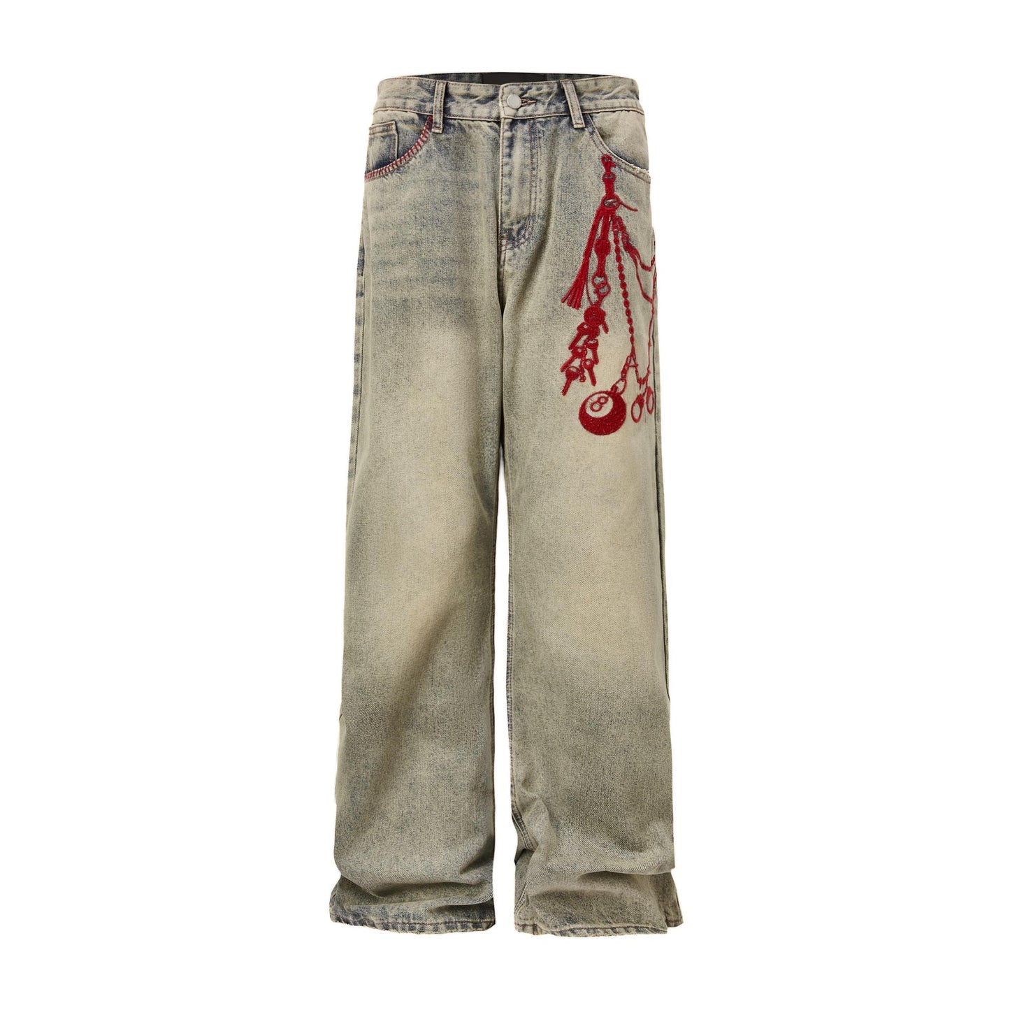 The Rulers Washed Old Embroidery Phants Zipper Loose