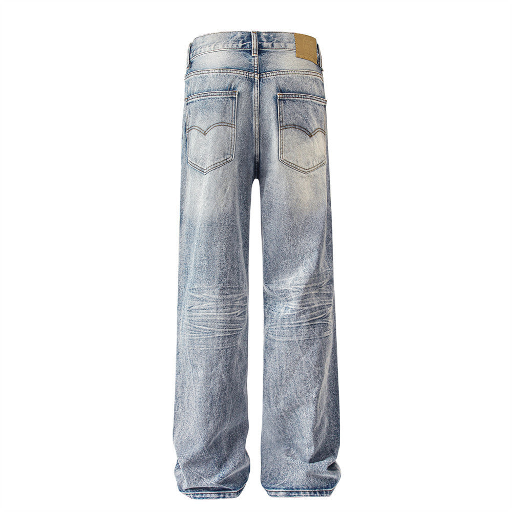 Rulers Fashion Retro Washed Worn Jeans Men