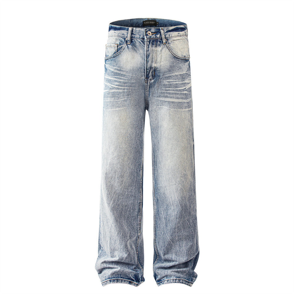 Rulers Fashion Retro Washed Worn Jeans Men