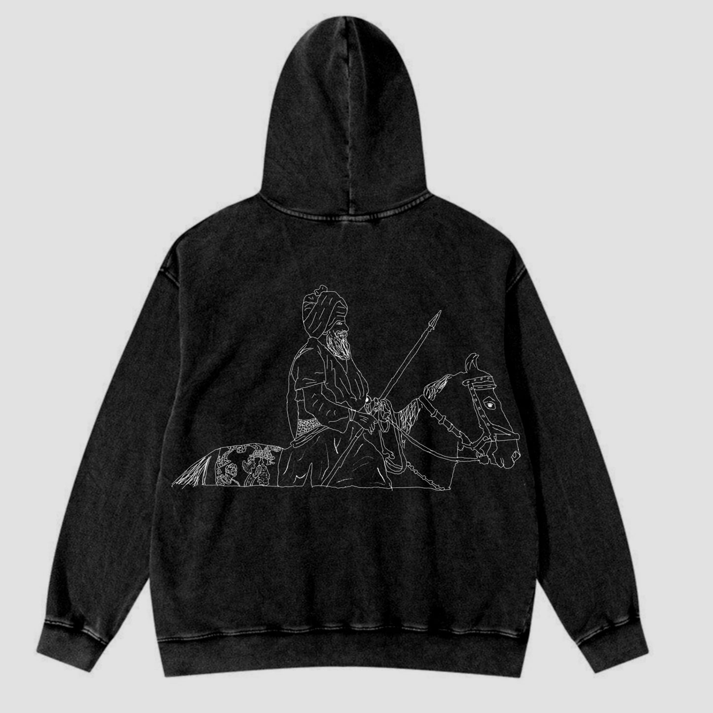 CHARDIKALA HEAVYWEIGHT BLACK ACID WASHED HOODIE