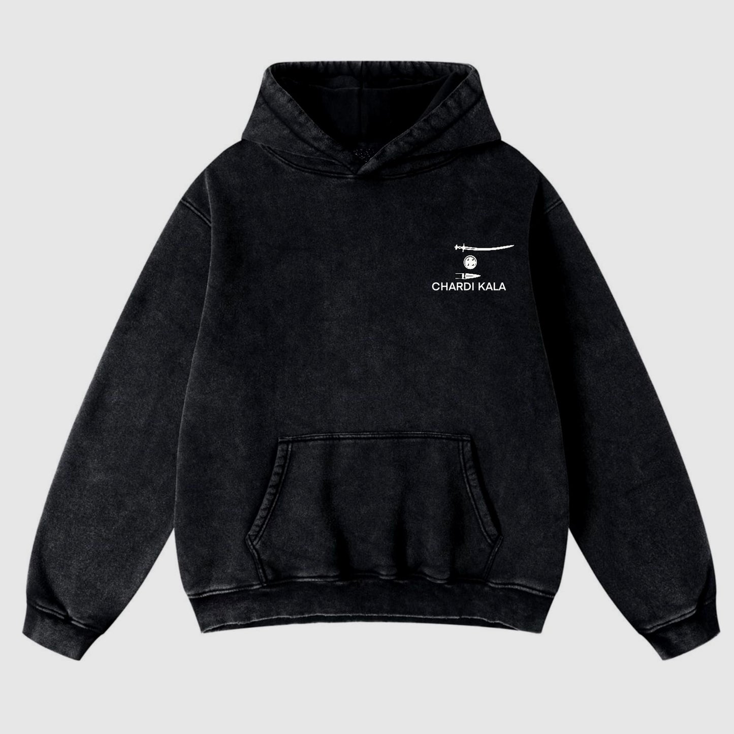 CHARDIKALA HEAVYWEIGHT BLACK ACID WASHED HOODIE