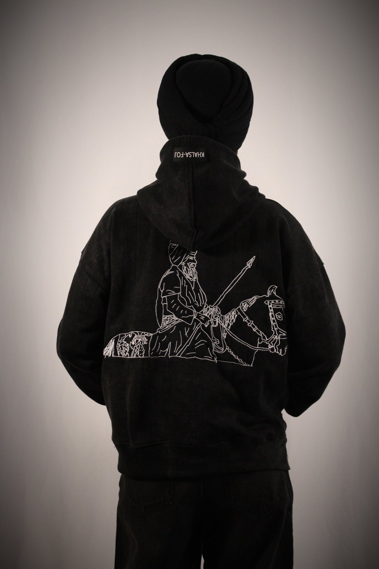 CHARDIKALA HEAVYWEIGHT BLACK ACID WASHED HOODIE