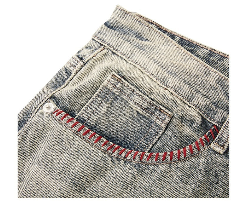 The Rulers Washed Old Embroidery Phants Zipper Loose