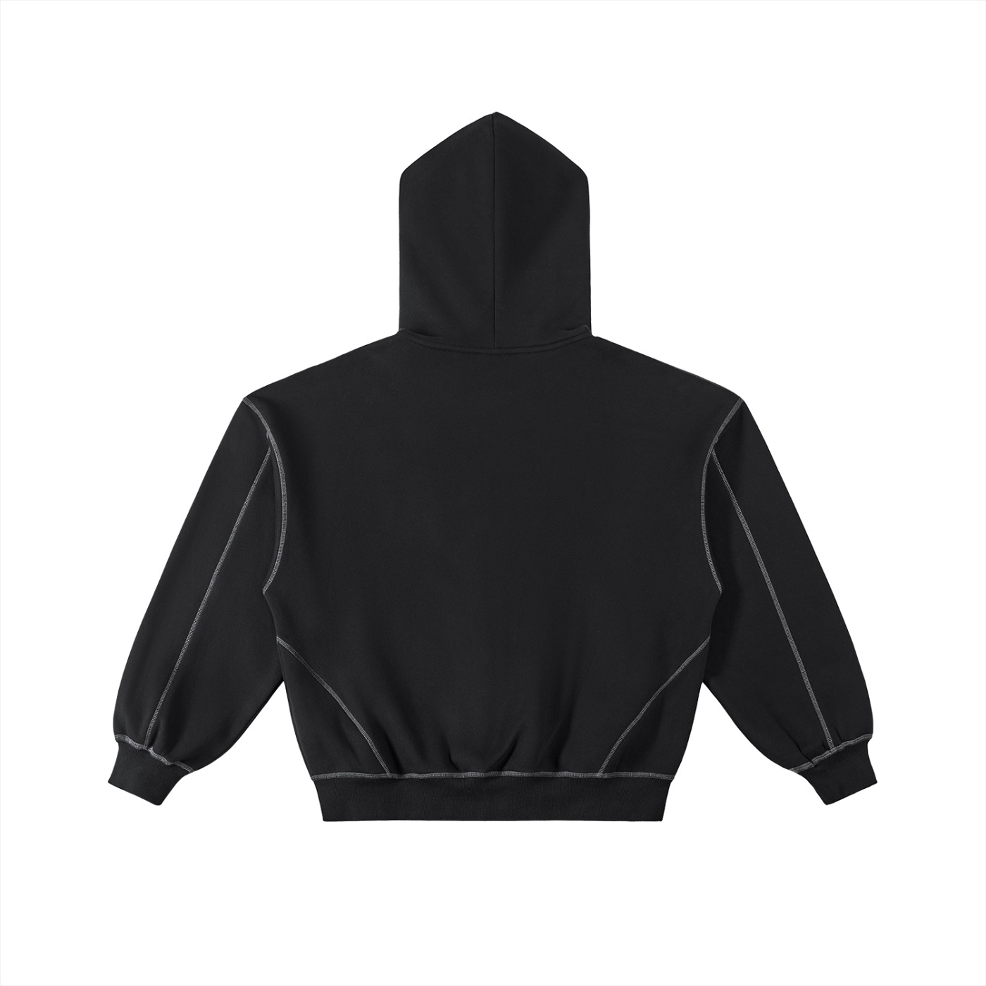 NO HATE Contrast-Stitched Boxy Fleece Hoodie