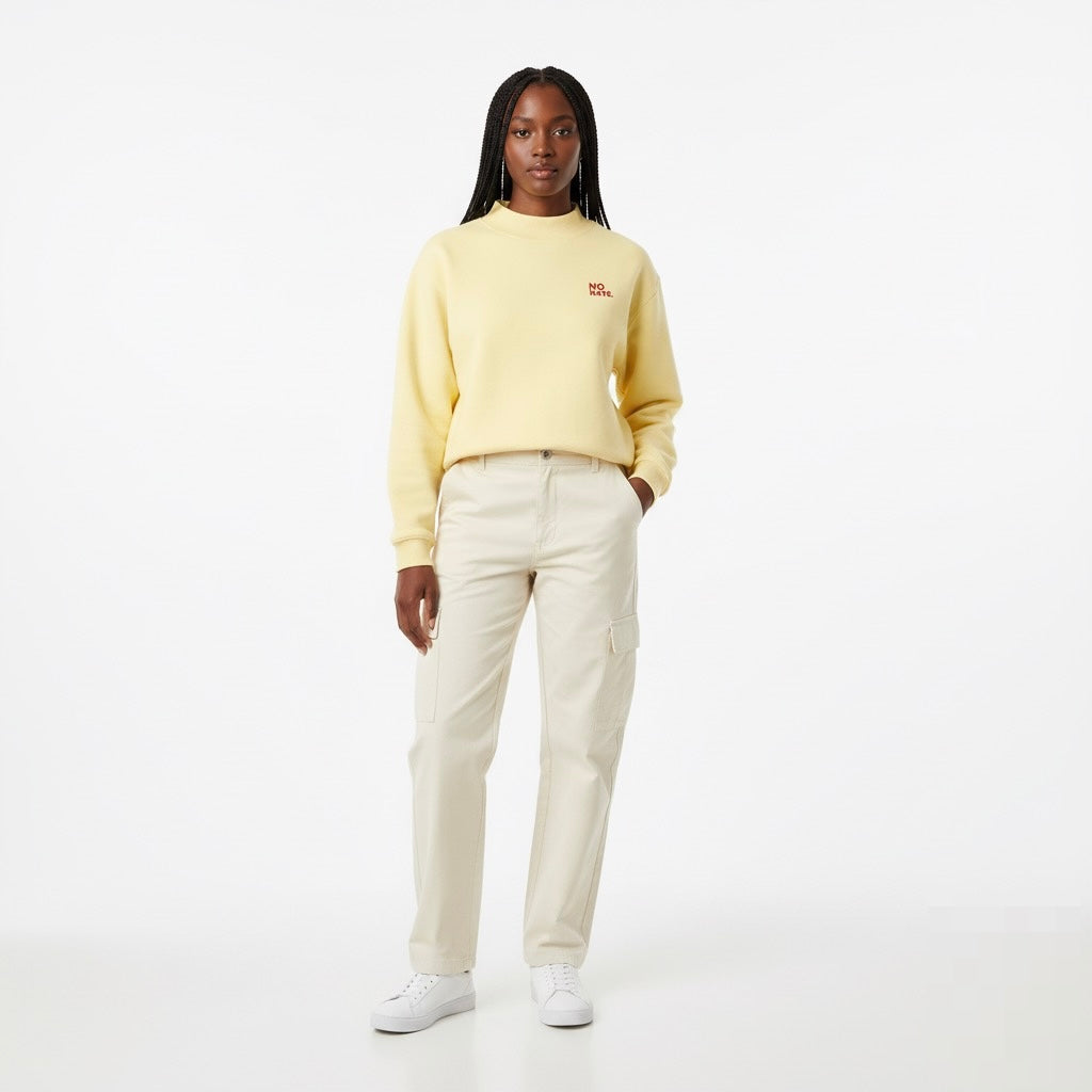 NO HATE Essential Fleece Mock-Neck Crew Sweatshirt