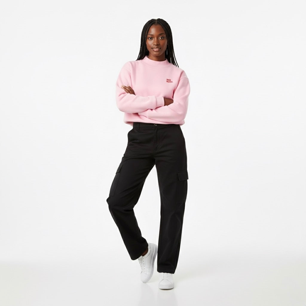 NO HATE Essential Fleece Mock-Neck Crew Sweatshirt