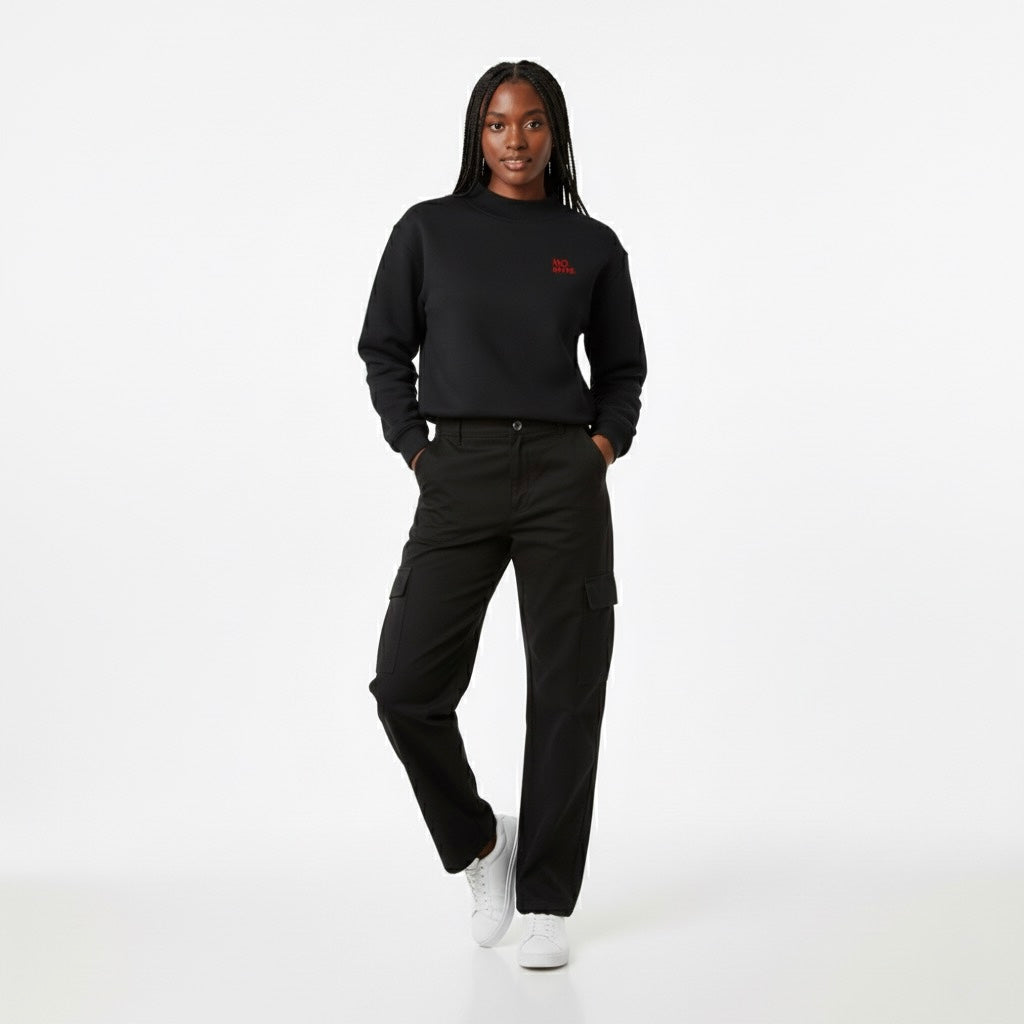 NO HATE Essential Fleece Mock-Neck Crew Sweatshirt