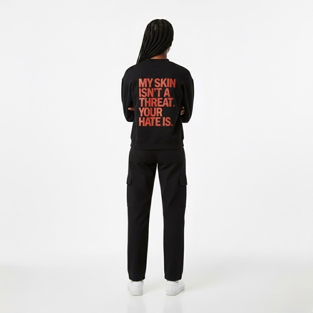 NO HATE Essential Fleece Mock-Neck Crew Sweatshirt