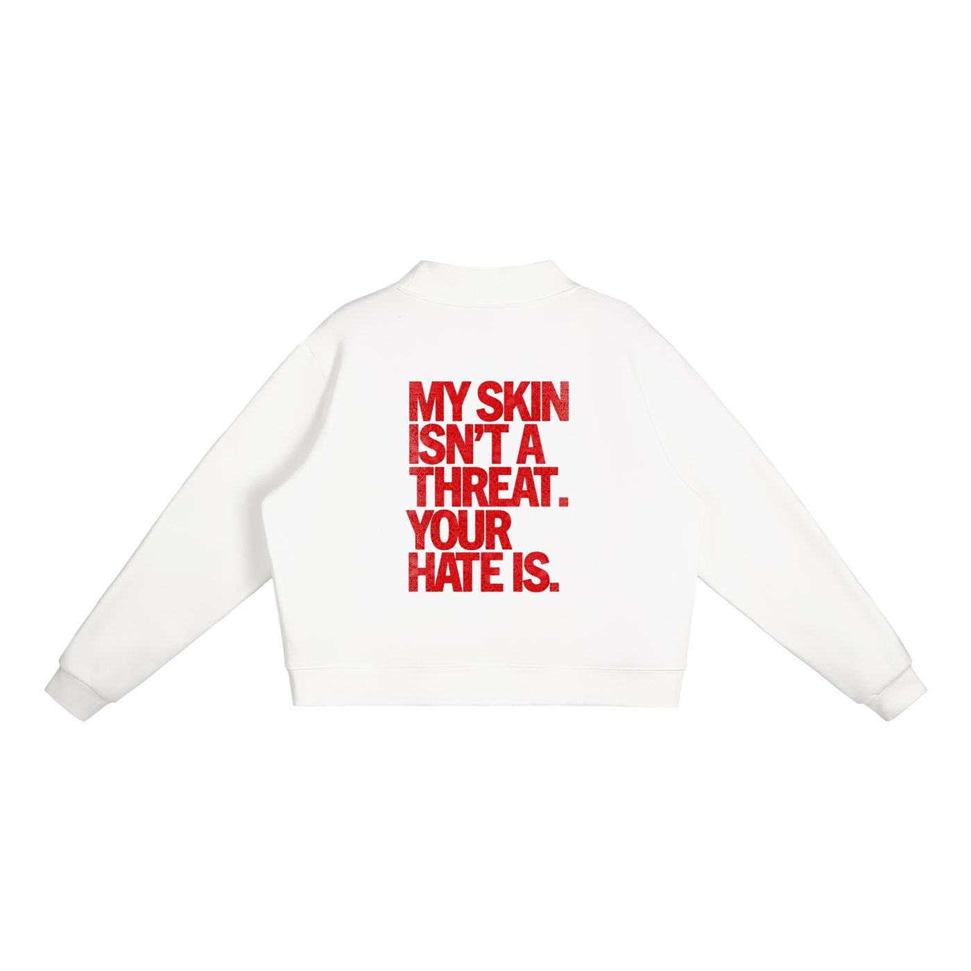 NO HATE Essential Fleece Mock-Neck Crew Sweatshirt