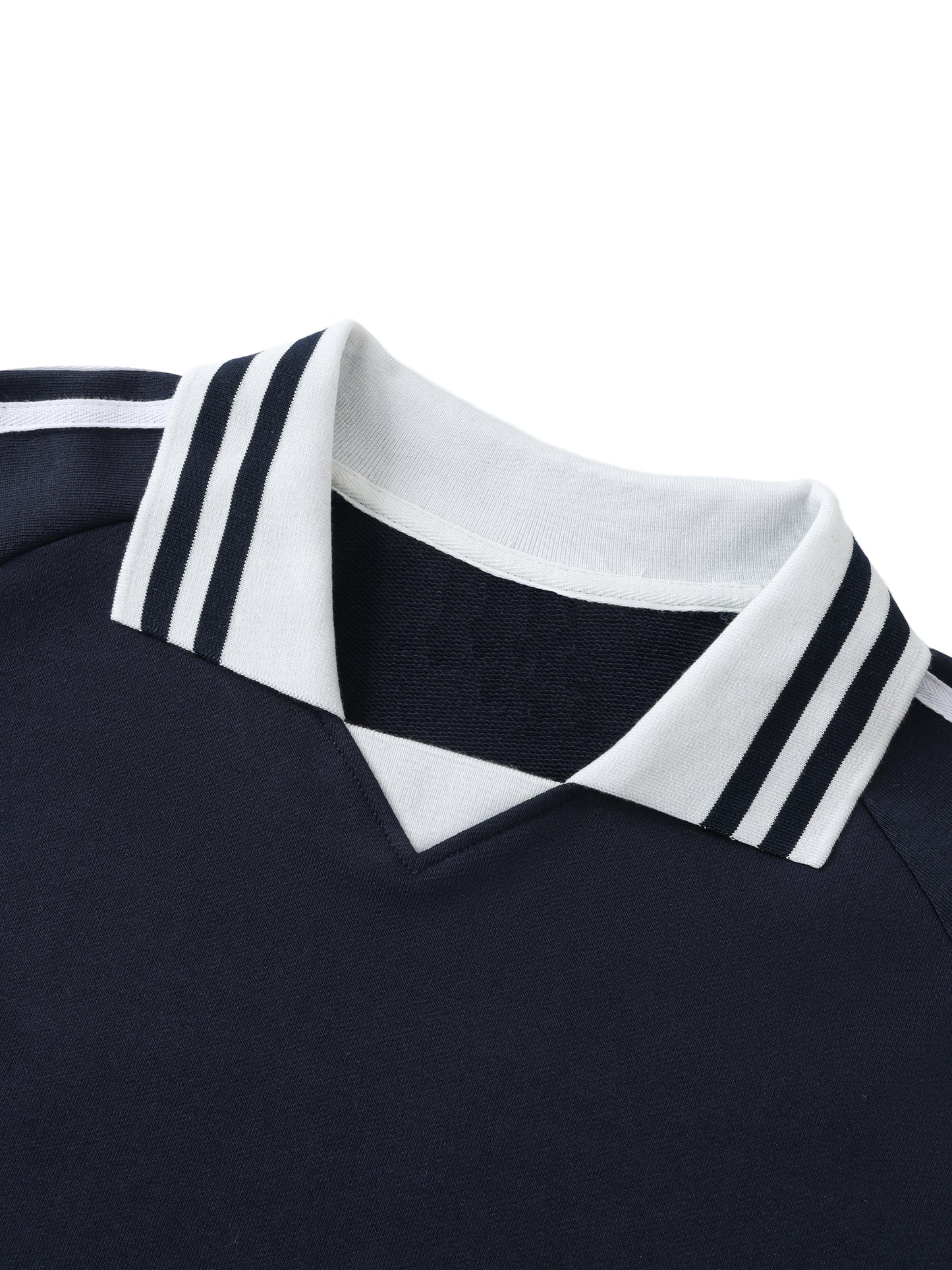 No Hate Contrast Striped Lapel Collar Sweatshirt