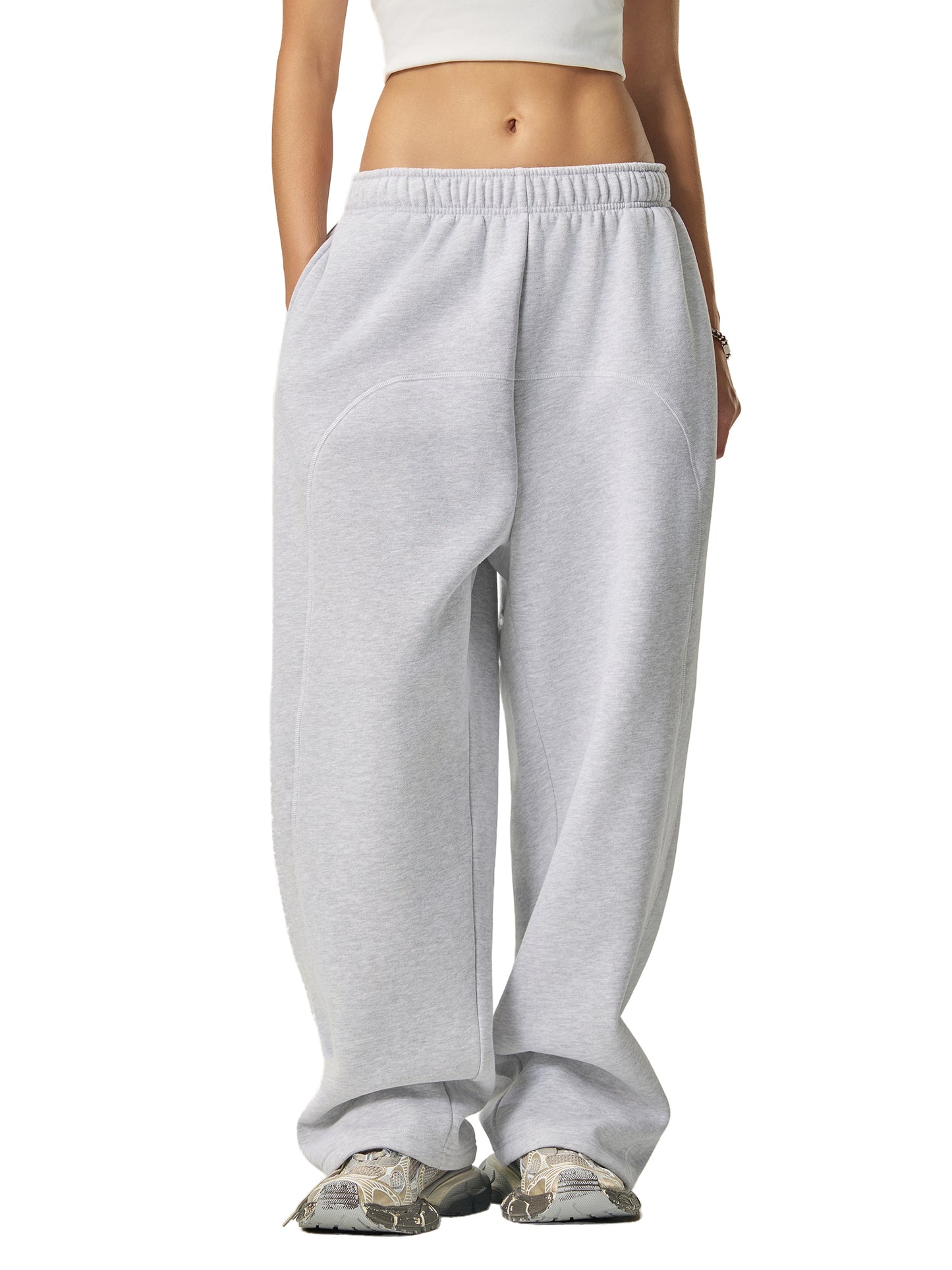 NO HATE Contrast-Stitched Fleece Sweatpants